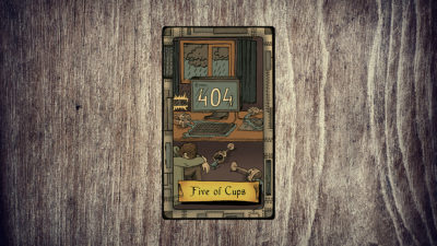 Five of Cups Tarot Card Upright talks about disappointment with self.