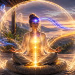 A woman experiencing a profound healing and protection while intuition expands.